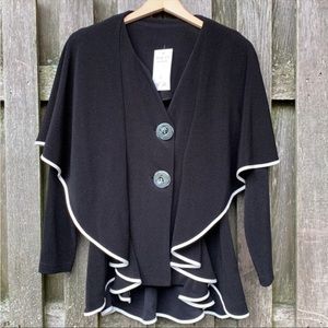 $950 Haute Couture Paris Black Cardigan Blazer Sweater Jacket Coat